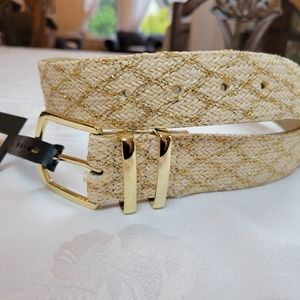 INC International  Concepts® Womans Fun shimmer Ivory and Gold belt, small NWT